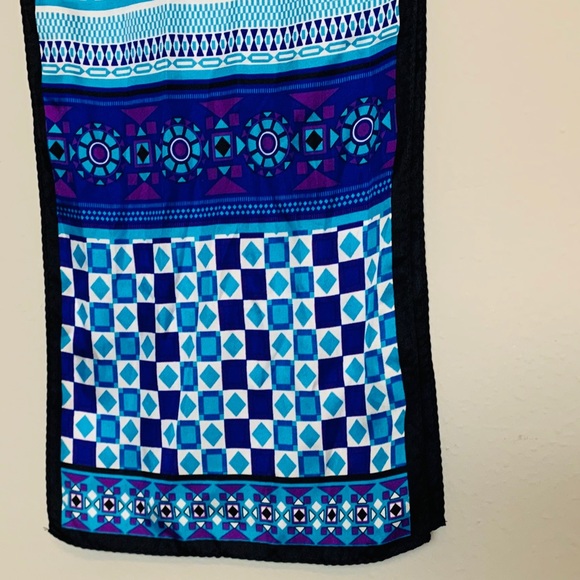 Adrienne Landau silk scarf blue white purple black - Picture 3 of 6